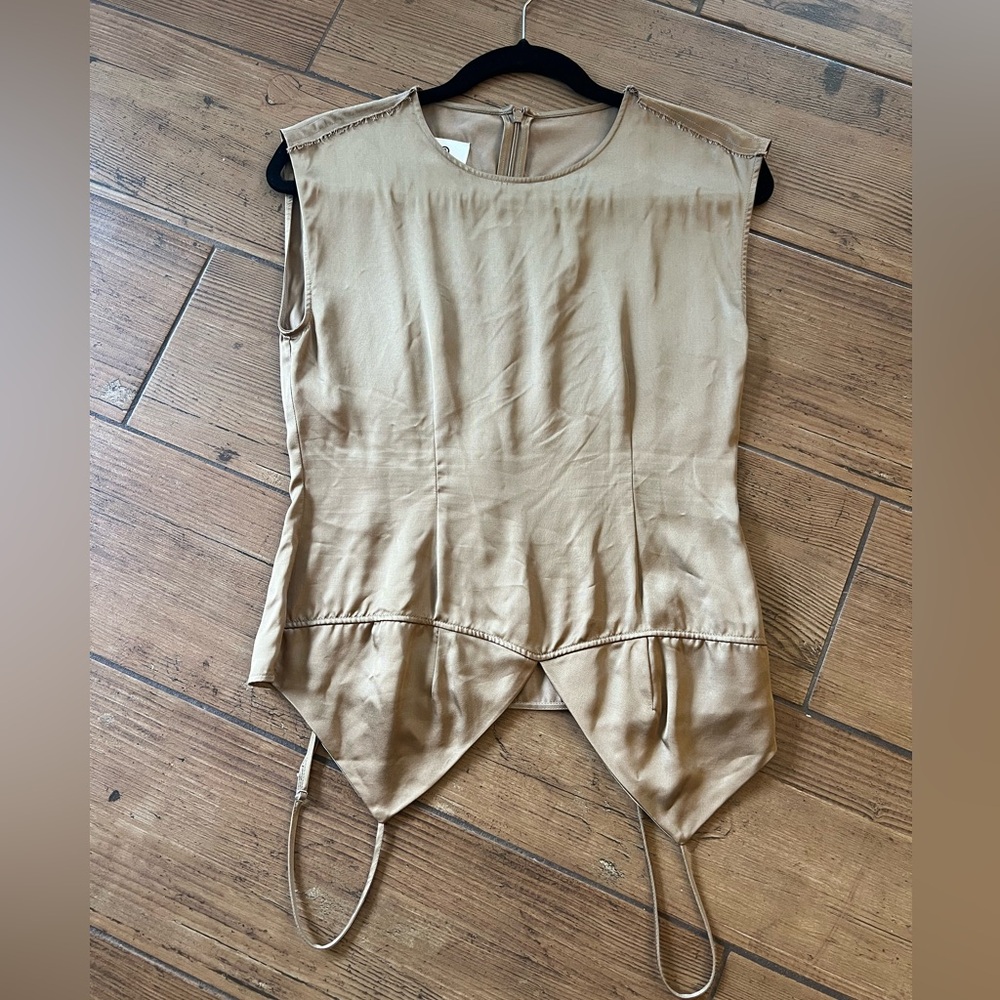 MM6 MAISON MARGIELA Satin Upside-Down Top IT 36 US 0-2 XS-S  Taupe Made in Italy